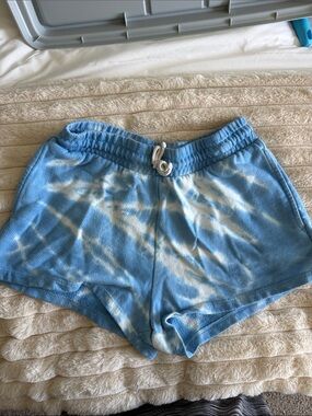Zella Light Blue and White Tie-Dye Athletic Shorts
